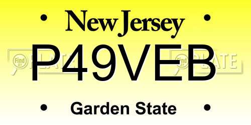 P49VEB New Jersey License Plate