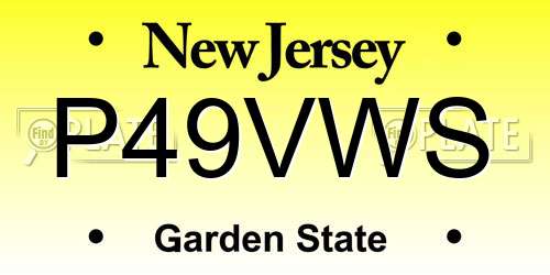 P49VWS New Jersey License Plate