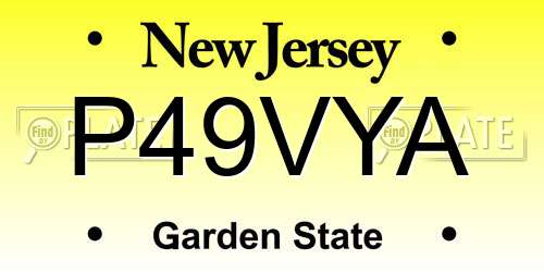P49VYA New Jersey License Plate