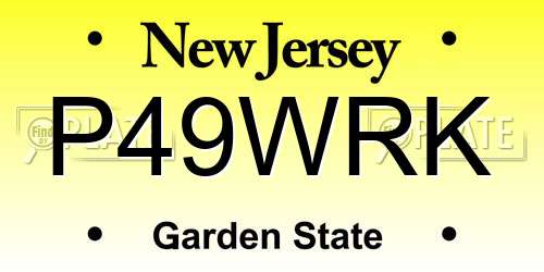 P49WRK New Jersey License Plate