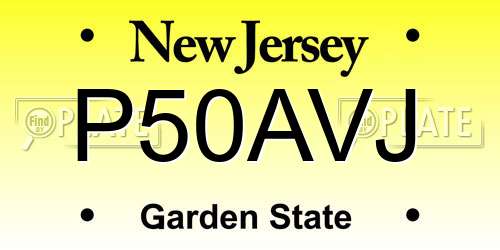 P50AVJ New Jersey License Plate