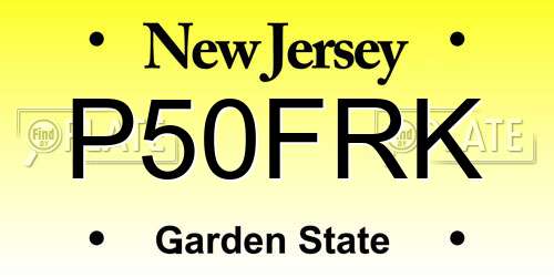 P50FRK New Jersey License Plate