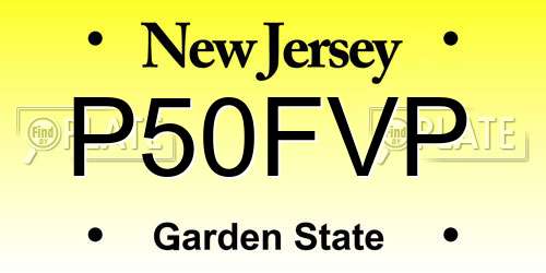 P50FVP New Jersey License Plate