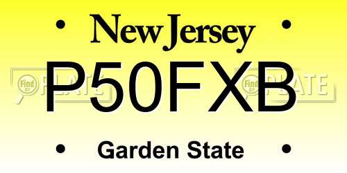 P50FXB New Jersey License Plate
