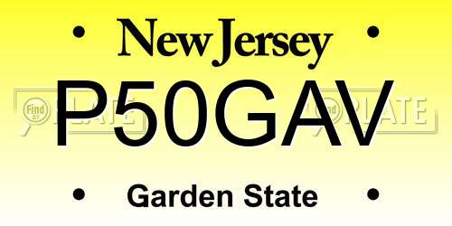 P50GAV New Jersey License Plate