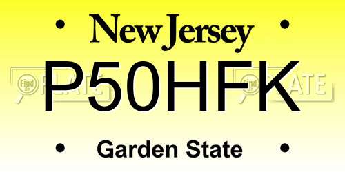 P50HFK New Jersey License Plate