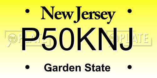 P50KNJ New Jersey License Plate