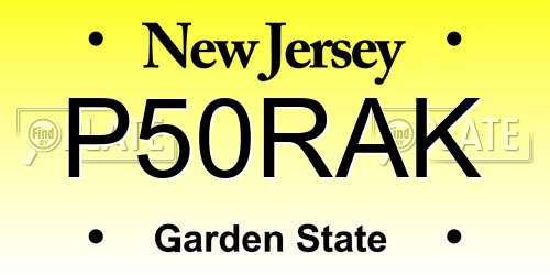 P50RAK New Jersey License Plate