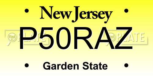 P50RAZ New Jersey License Plate