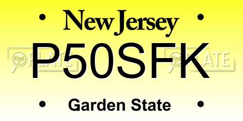 P50SFK New Jersey License Plate