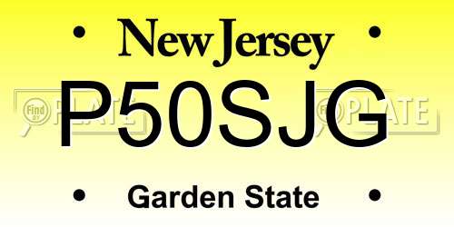 P50SJG New Jersey License Plate