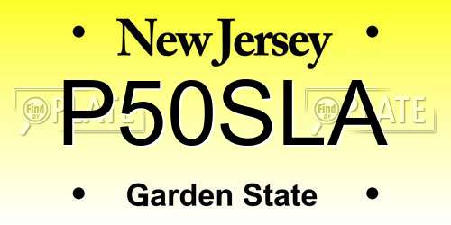 P50SLA New Jersey License Plate