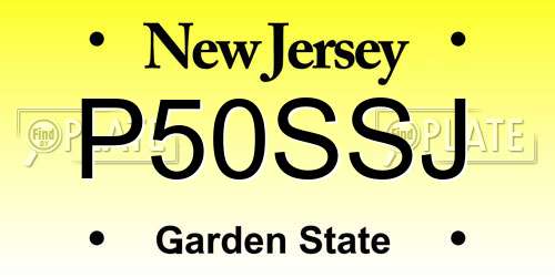 P50SSJ New Jersey License Plate