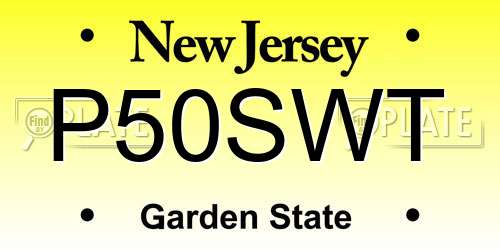 P50SWT New Jersey License Plate
