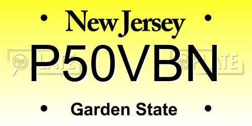 P50VBN New Jersey License Plate
