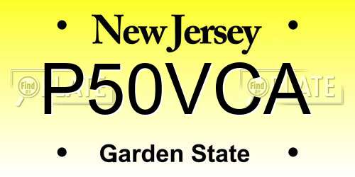 P50VCA New Jersey License Plate