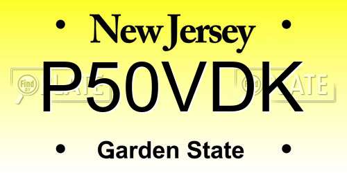 P50VDK New Jersey License Plate