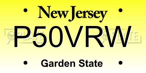 P50VRW New Jersey License Plate