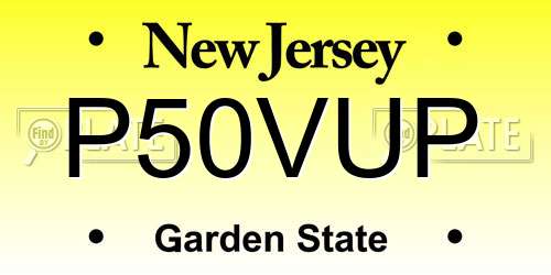 P50VUP New Jersey License Plate