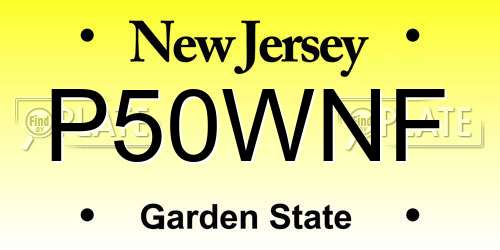 P50WNF New Jersey License Plate