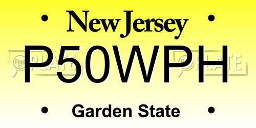 P50WPH New Jersey License Plate