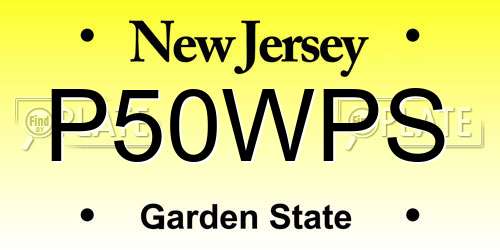 P50WPS New Jersey License Plate