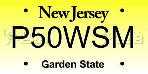 P50WSM New Jersey License Plate