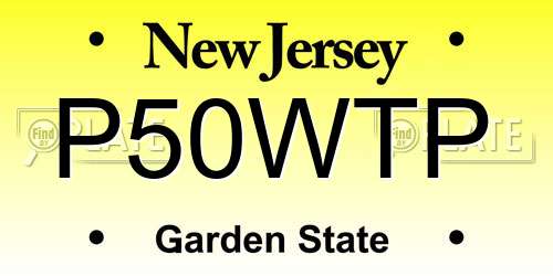 P50WTP New Jersey License Plate