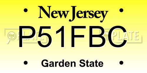 P51FBC New Jersey License Plate