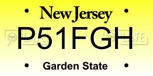 P51FGH New Jersey License Plate