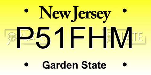 P51FHM New Jersey License Plate