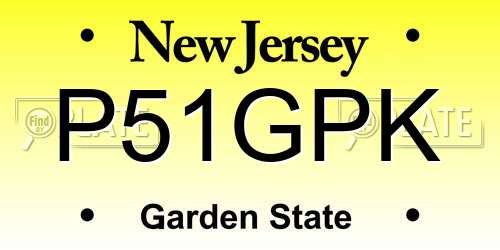 P51GPK New Jersey License Plate