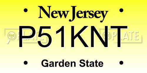 P51KNT New Jersey License Plate