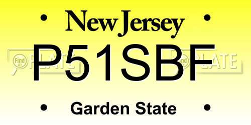 P51SBF New Jersey License Plate