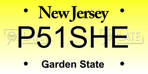 P51SHE New Jersey License Plate