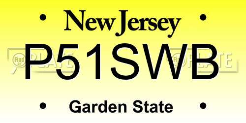 P51SWB New Jersey License Plate