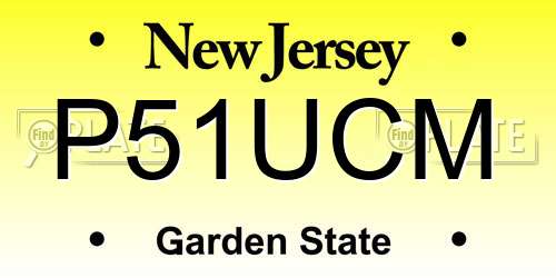 P51UCM New Jersey License Plate