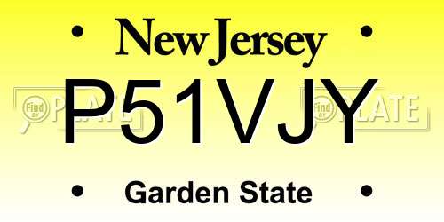 P51VJY New Jersey License Plate