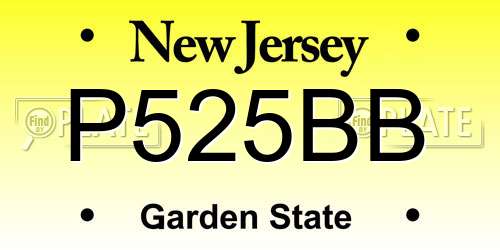 P525BB New Jersey License Plate