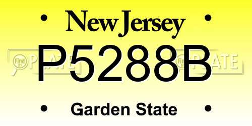 P5288B New Jersey License Plate