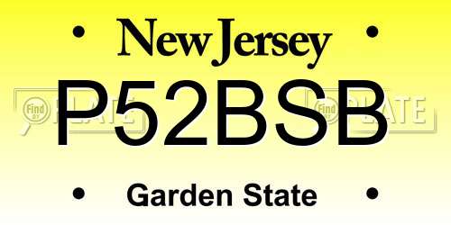 P52BSB New Jersey License Plate