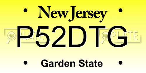 P52DTG New Jersey License Plate