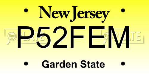 P52FEM New Jersey License Plate