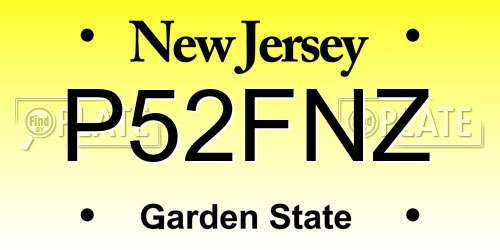 P52FNZ New Jersey License Plate
