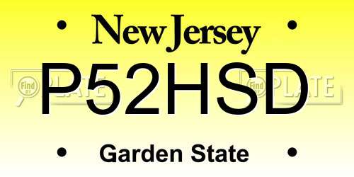 P52HSD New Jersey License Plate