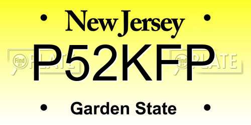 P52KFP New Jersey License Plate