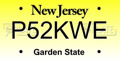 P52KWE New Jersey License Plate