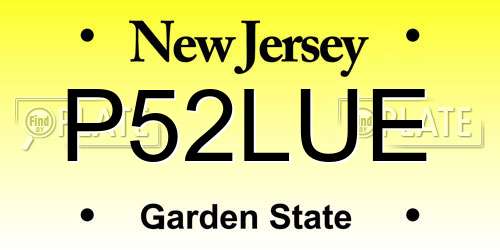 P52LUE New Jersey License Plate