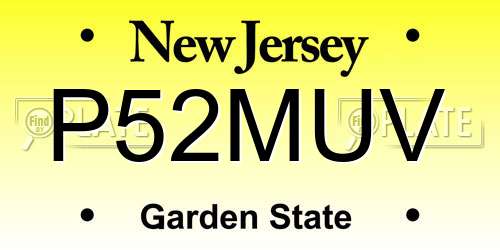 P52MUV New Jersey License Plate