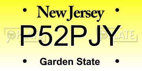 P52PJY New Jersey License Plate